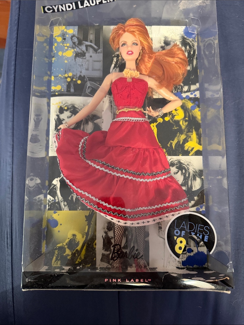 Barbie Red Tiered Dress Doll with Orange Hair Cyndi Lauper